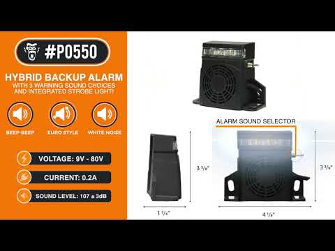 P0550 - 3 SOUNDS & WHITE STROBE FORKLIFT ALARM